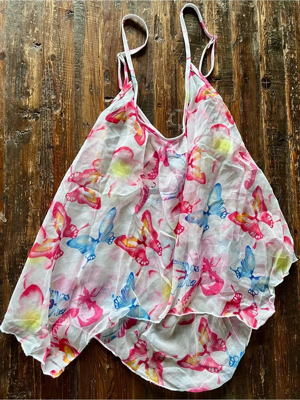 Two-piece aqua bathing suit, with Sheer Butterfly Print Camisole Top Sz M NWOT - Picture 5 of 16